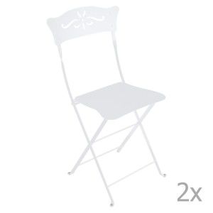 Komplet 2 białych składanych krzeseł ogrodowych Fermob Bagatelle