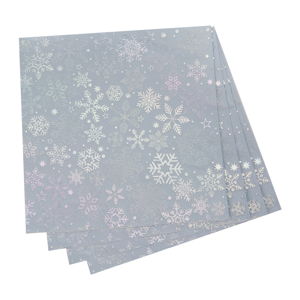 Zestaw 16 świątecznych serwetek papierowych Neviti Iridescent Snowflake, 16,5x16,5 cm