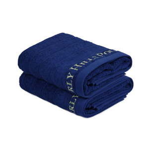 Zestaw 2 ciemnoniebieskich ręczników do rąk, 90x50 cm