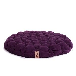 Fioletowa poduszka do siedzenia wypełniona piłeczkami do masażu Linda Vrňáková Bloom, Ø 75 cm