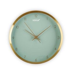 Zielony zegar w ramie w kolorze złota Versa Runna, ⌀ 25,8 cm