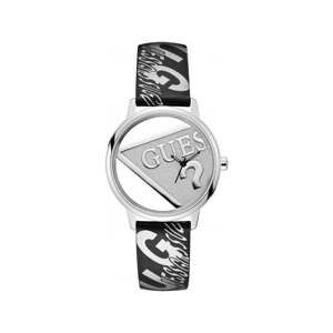 Damski zegarek z czarnym paskiem ze skóry naturalnej Guess V1009M1