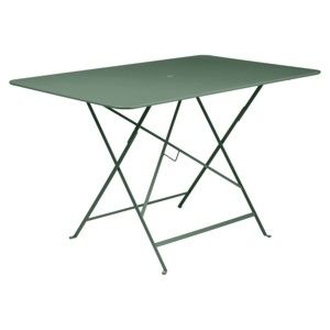 Jasnozielony metalowy składany stolik ogrodowy Fermob Bistro, 117x77 cm