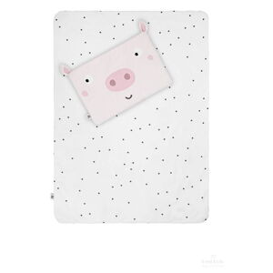 Bawełniana kołdra i poduszka do łóżeczka 200x140 cm Piggy − BELLAMY