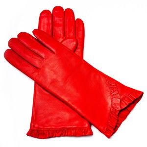 Damskie czerwone rękawiczki skórzane Pride & Dignity London, rozmiar 7
