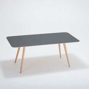 Stół z litego drewna dębowego z czarnym blatem Gazzda Linn, 180x90 cm