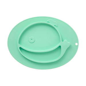 Zielony silikonowy talerz dla dzieci z motywem wieloryba Premier Housewares Zing Food