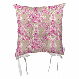 Beżowo-różowa poduszka na krzesło z mikrowłókna Mike & Co. NEW YORK Butterflies, 43x43 cm