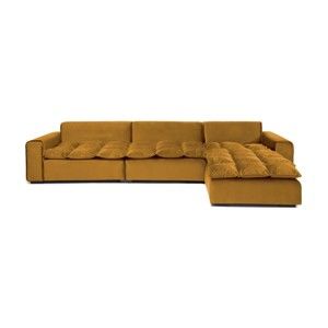 Musztardowa prawostronna 3-osobowa sofa narożna Vivonita Cloud Mustard