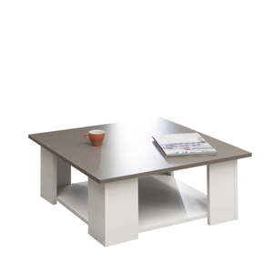 Biały stolik z szarobeżowym blatem Symbiosis Square, 67x67 cm