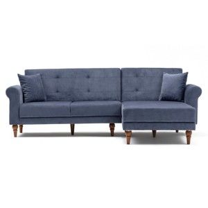Niebieskoszara sofa rozkładana Madona, prawostronny