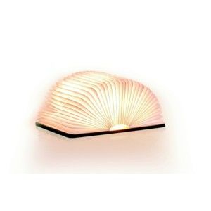 Ciemnobrązowa lampa stołowa LED z drewna orzechowego w kształcie książki Gingko Mini