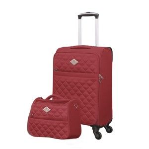 Komplet czerwonej walizki i kosmetyczki GERARD PASQUIER Adventure, 38 l + 16 l