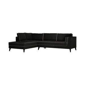 Czarna lewostronna sofa z kremowymi detalami Stella Cadente Maison Atalaia
