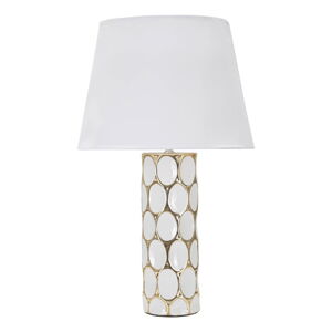 Biała/złota lampa stołowa ceramiczna z tekstylnym kloszem (wysokość 56 cm) Glam Carv – Mauro Ferretti