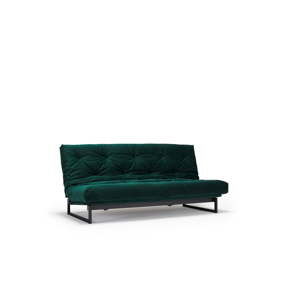 Ciemnozielona rozkładana sofa ze zdejmowanym obiciem Innovation Fraction Elegant Velvet Forest Green, 81x200 cm