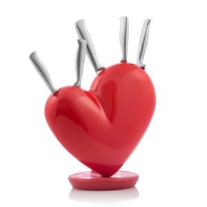 Zestaw 5 noży ze stali nierdzewnej z blokiem w kształcie serca InnovaGoods