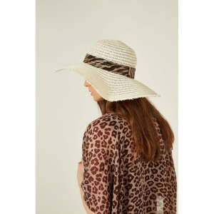 Beżowy damski słomiany kapelusz Alexander McKensey Zebra