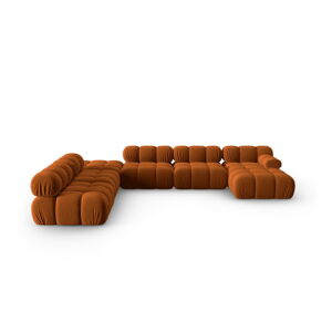 Pomarańczowa aksamitna sofa 379 cm Bellis – Micadoni Home