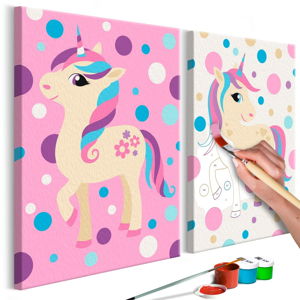 Zestaw płótna (2 szt.), farb i pędzli DIY Artgeist Unicorns, 33x23 cm