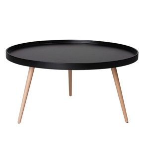 Czarny stolik z nogami z drewna bukowego Furnhouse Opus, Ø 90 cm