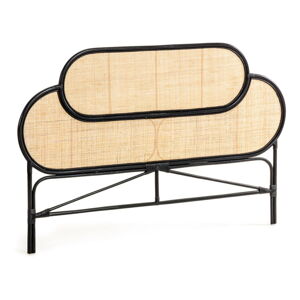 Zagłówek łóżka z rattanu z czarnymi elementami Kave Home Lalita, 170x120 cm