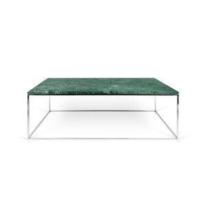 Zielony stolik marmurowy z chromowanymi nogami TemaHome Gleam, 120 cm