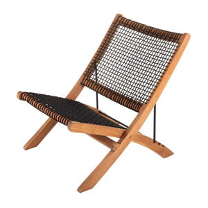 Czarny/naturalny drewniany fotel ogrodowy – LDK Garden