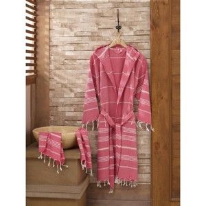 Komplet różowego szlafroka i ręcznika Sultan Maroon, rozmiar L/XL