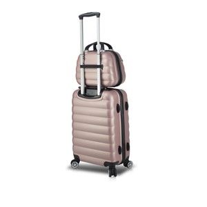 Zestaw różowej walizki na kółkach z USB i walizki podręcznej My Valice RESSNO MU & Cabin