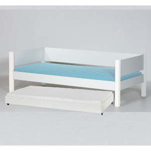 Białe łóżko dziecięce z oparciem bocznym i wysuwanym łóżkiem Manis-h Liv, 90x200 cm