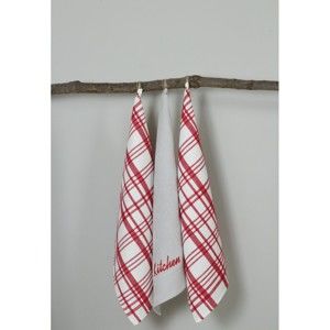 Komplet 3 czerwono-białych ścierek kuchennych My Home Plus Kitchen, 50x70 cm