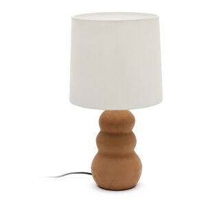 Biała/brązowa lampa stołowa z tekstylnym kloszem (wysokość 55 cm) Madsen – Kave Home