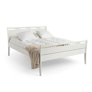 Białe łóżko wykonane ręcznie z litego drewna brzozowego Kiteen Haiku, 160x200 cm