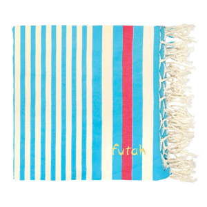 Jasnoniebieski bawełniany ręcznik plażowy Futah Meco, 190x190 cm