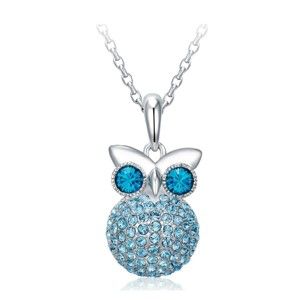 Naszyjnik z niebieskimi kryształami Swarovski Elements Crystals Owl
