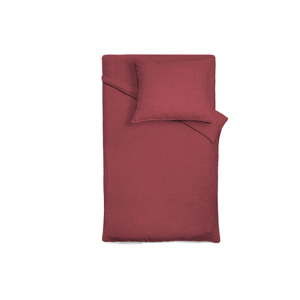 Czerwona lniana narzuta na łóżko z poszewką na poduszkę Maison Carezza Lilly, 150x200 cm