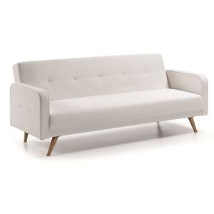 Biała sofa rozkładana z imitacji skóry Kave Home Regor