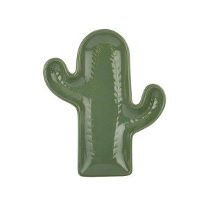 Zielona ceramiczna taca do serwowania w kształcie kaktusa Tantitoni Cactus
