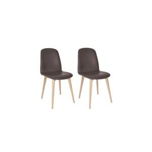 Komplet 2 brązowych krzeseł z nogami z litego drewna dębowego WOOD AND VISION Basic