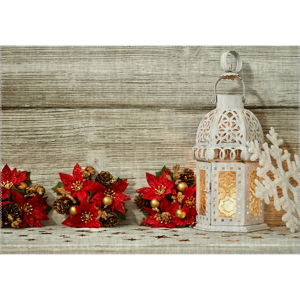 Dywan Vitaus Christmas Period Lantern With Red Flowers, 50x80 cm