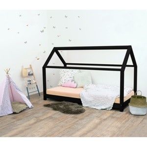Czarne łóżko dziecięce z drewna świerkowego Benlemi Tery, 120x200 cm