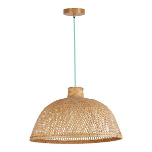 Turkusowa/naturalna lampa wisząca z bambusowym kloszem ø 52 cm – SULION