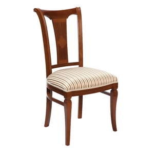 Brązowe krzesło bukowe do jadalni z siedziskiem w paski Folke Ramona