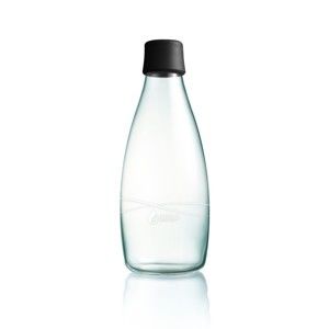 Czarna butelka ze szkła ReTap z dożywotnią gwarancją, 800 ml