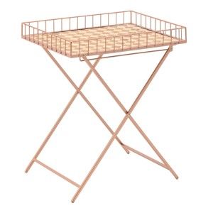 Metalowy stolik z drewnianym blatem InArt Noble, wys. 58,5 cm