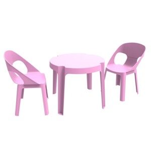 Różowy komplet dziecięcy ogrodowy 1 stołu i 2 krzesełek Resol Julieta