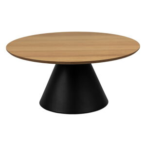 Czarny/naturalny okrągły stolik z blatem w dekorze dębu ø 85 cm Soli – Actona