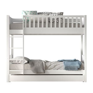 Białe piętrowe łóżko dziecięce z litego drewna sosnowego ze schowkiem 90x200 cm SCOTT – Vipack