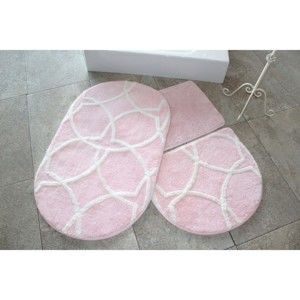 Zestaw 3 różowych dywaników łazienkowych